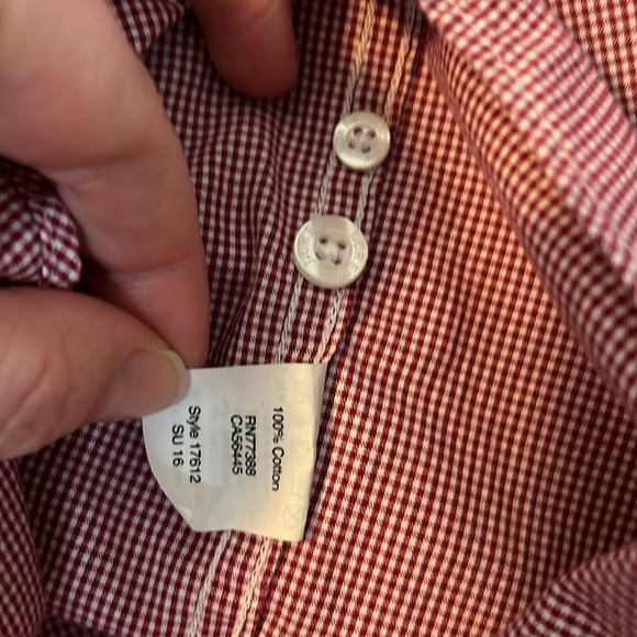 J Crew Button Down, Red Gingham, XL - Picture 5 of 5